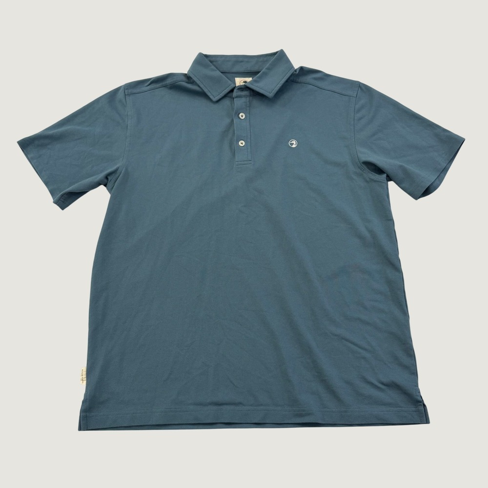 Duck Head Polo Shirt Mens Large Blue Cotton Blend Stretch Short Sleeve Mallard